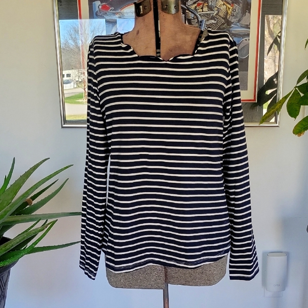 Hayden Top, Navy/White Stripes, Large, NWT